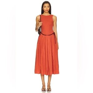 FREE PEOPLE NEW Nightingale Solid Midi Dress in Rose Sienna S